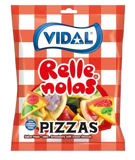 Vidal Jelly Filled Pizzas 90g – Halal - Mini Fruchtgummi-Pizzen mit Füllung