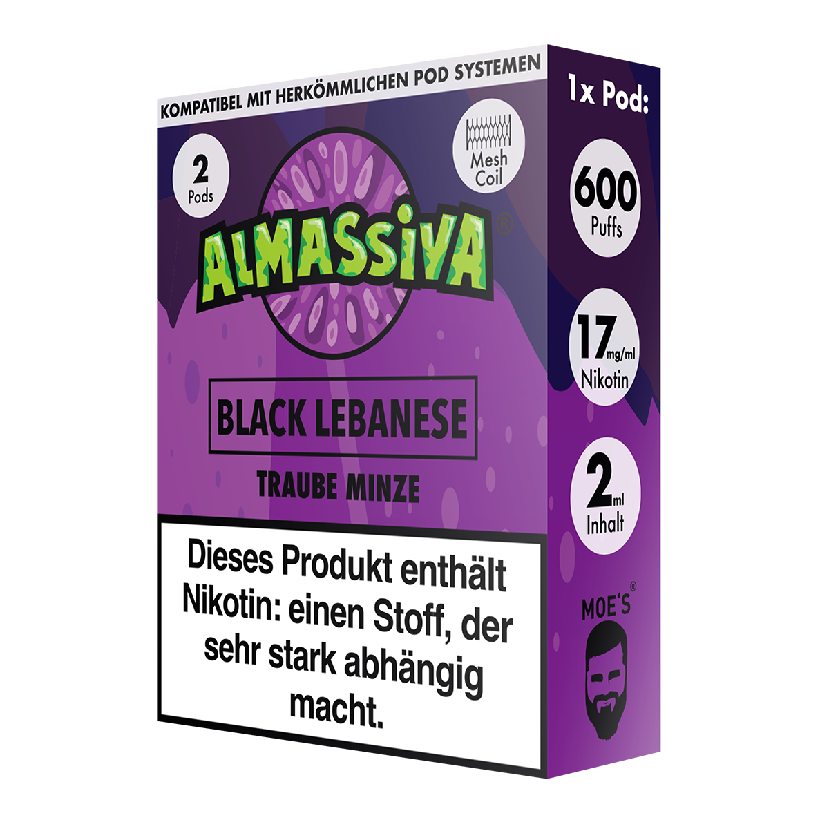 AL MASSIVA Pods Black Lebanese - Traube Minze 2er - 10er Pack