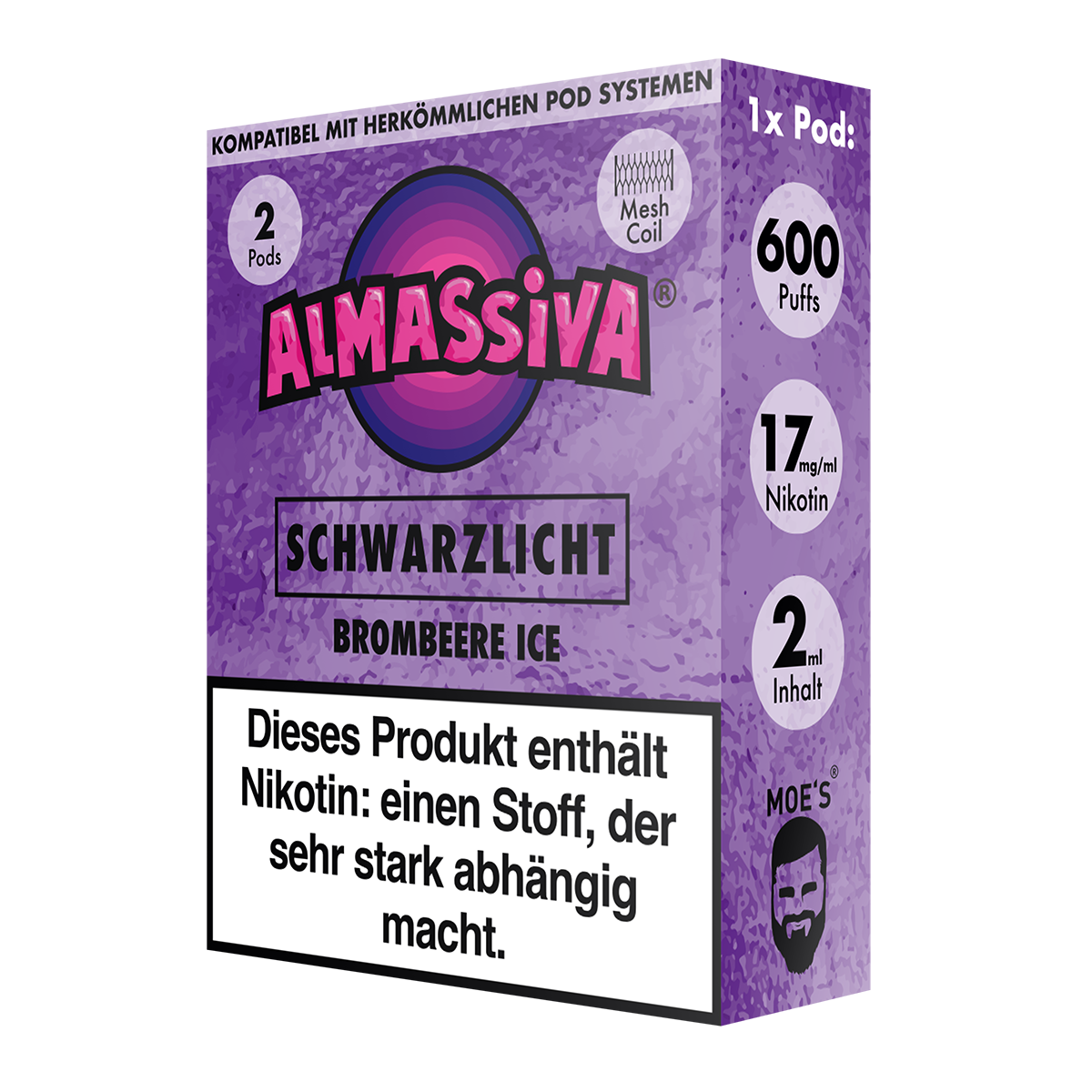 AL MASSIVA Pods Schwarzlicht - Brombeere Ice 2er - 10er Pack