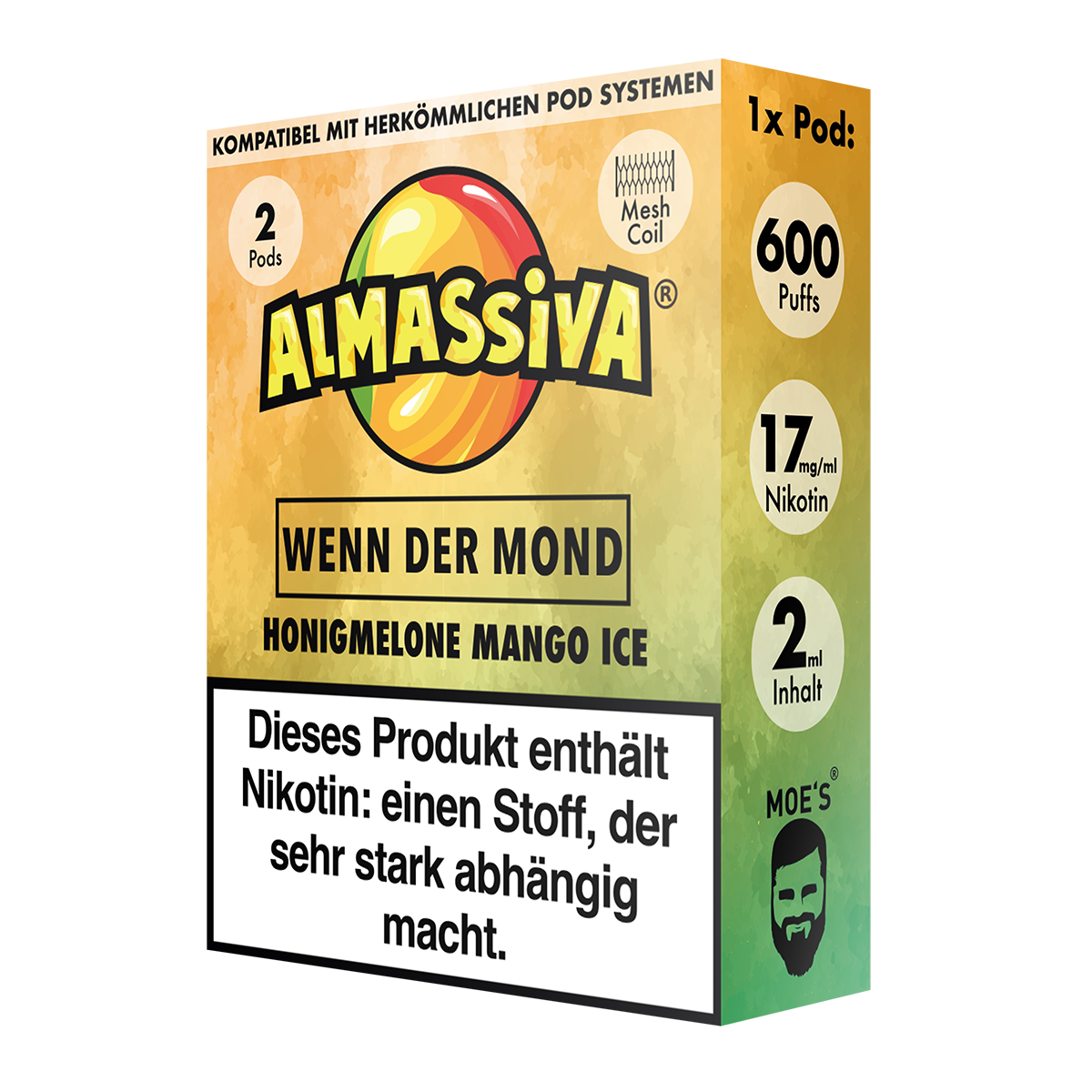 AL MASSIVA Pods Wenn der Mond - Honigmelone Mango Ice 2er - 10er Pack