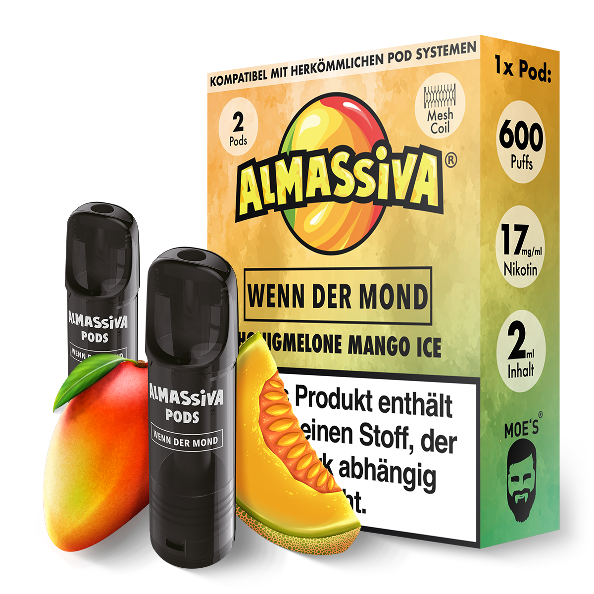 AL MASSIVA Pods Wenn der Mond - Honigmelone Mango Ice - 2er