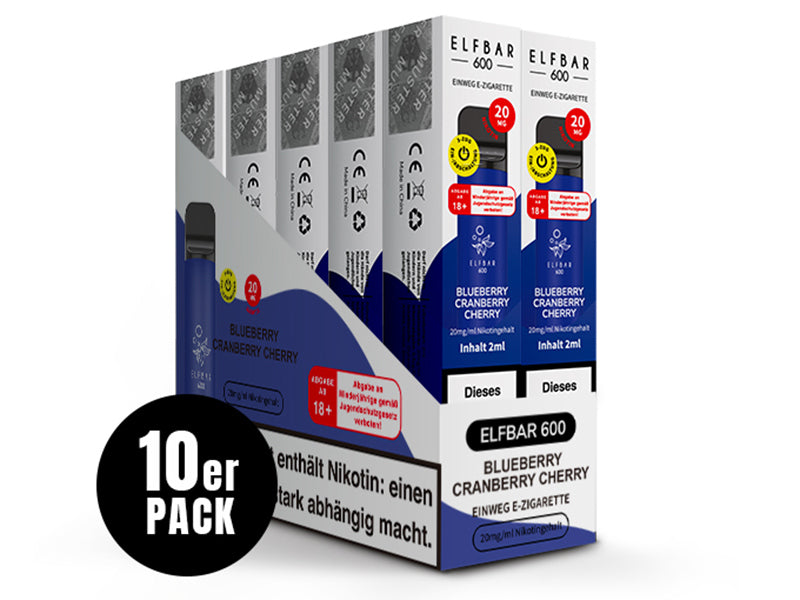 Elfbar 600 V1 20mg Nikotin "Blueberry Cranberry Cherry" - 10er Pack