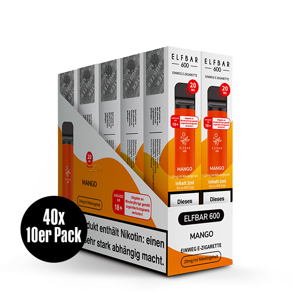 Elfbar 600 V1 20mg Nikotin "Mango" - 10er Pack