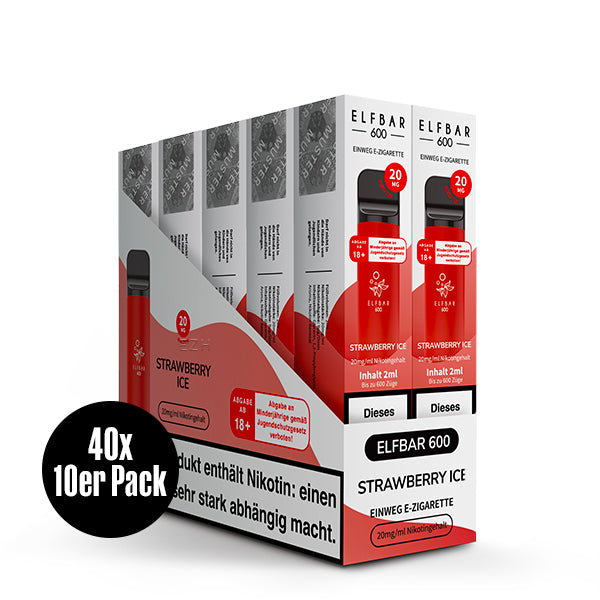 Elfbar 600 V1 20mg Nikotin "Strawberry Ice" - 10er Pack