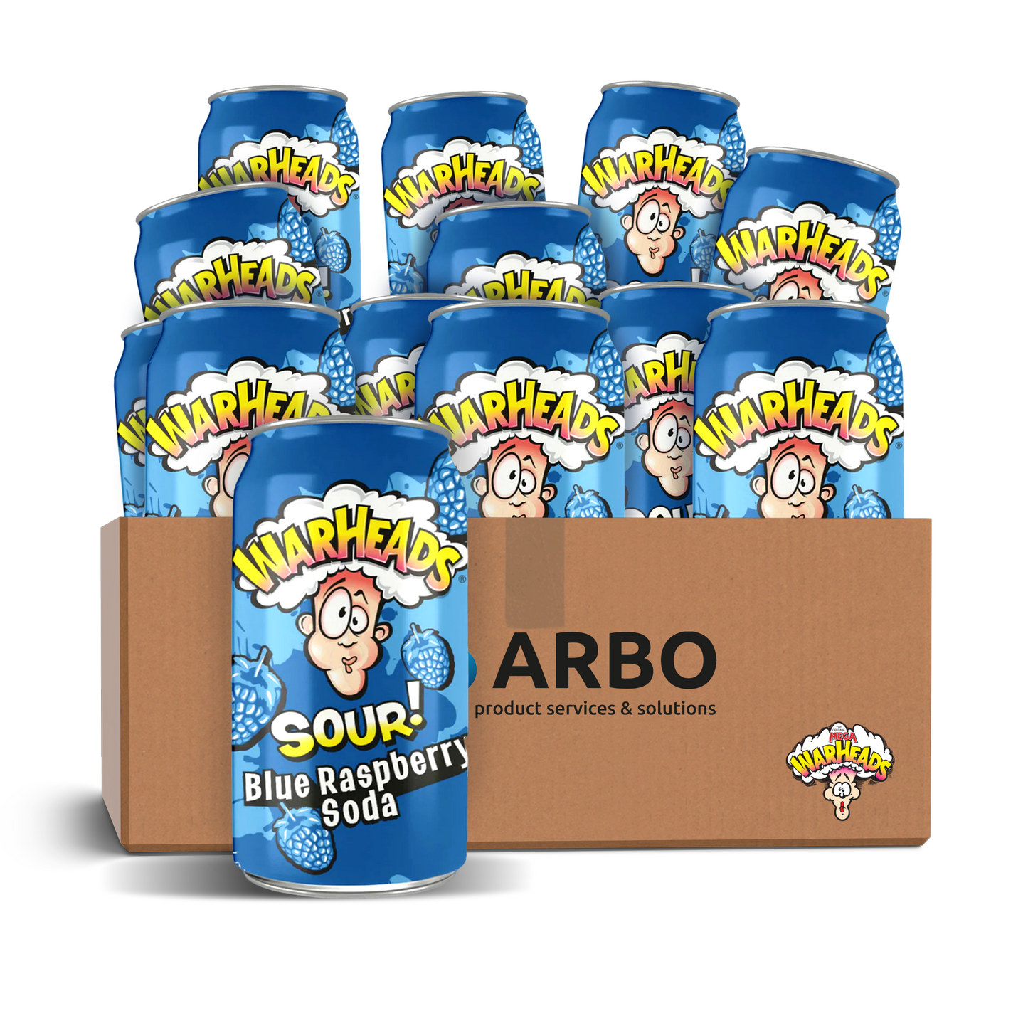 Warheads Sour Blue Raspberry Soda 12x 355ml