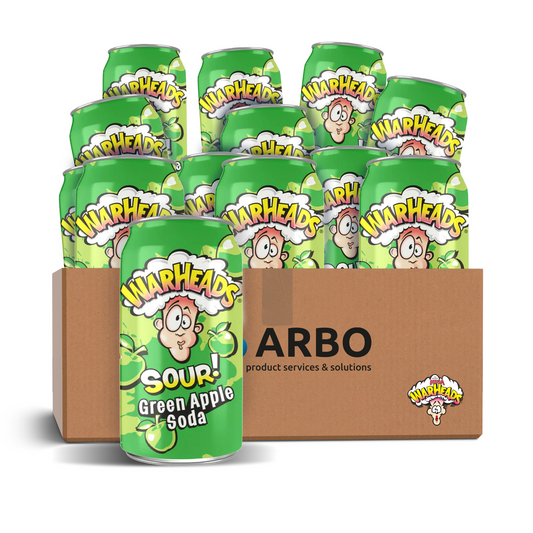 Warheads Sour Green Apple Soda 12x 355ml