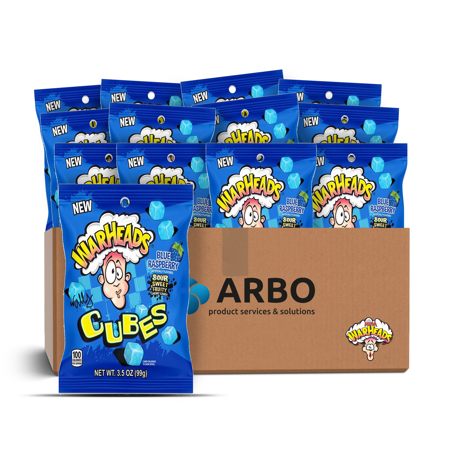 Warheads Blue Raspberry Cubes 12x99g