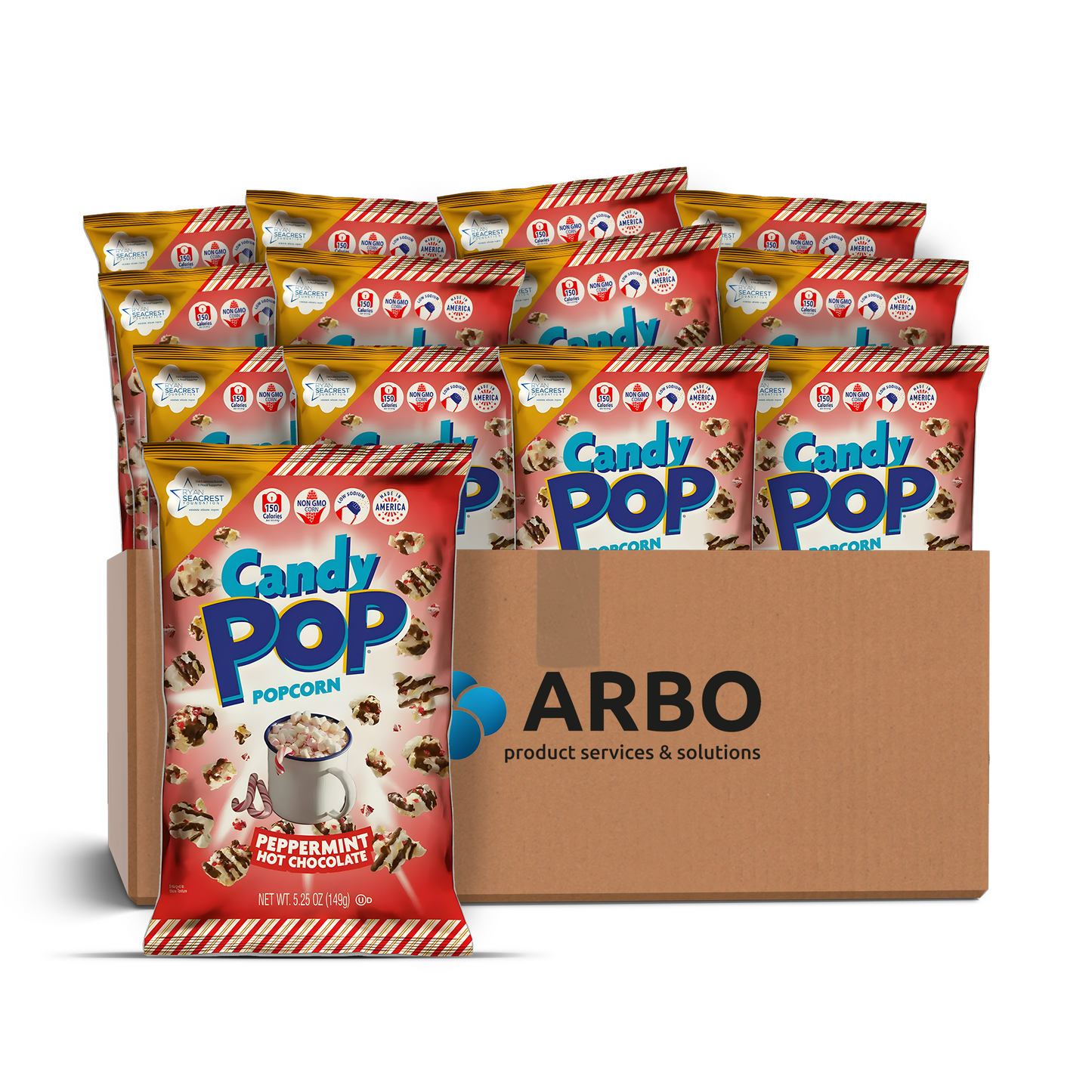 Candy Pop Popcorn Hot Chocolate Peppermint 12x 149g