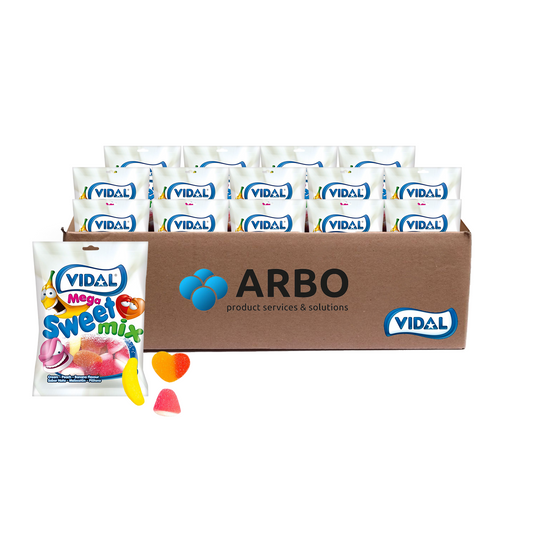 Vidal Mega Süß Mix 90g- Halal – Bunter Fruchtgummi-Mix mit verschiedenen Formen