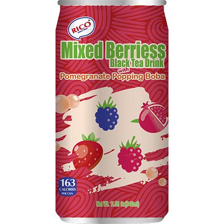 RICO – Schwarztee Getränk „Beeren & Boba“ – 340 ml