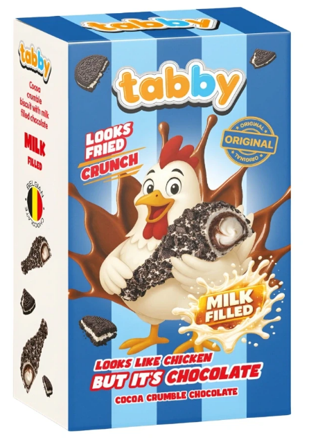 Tabby Looks Chicken but it's Chocolate Cookies & Cream 50g – Schoko Hähnchenkeule Kakaobiskuit Milchfüllung
