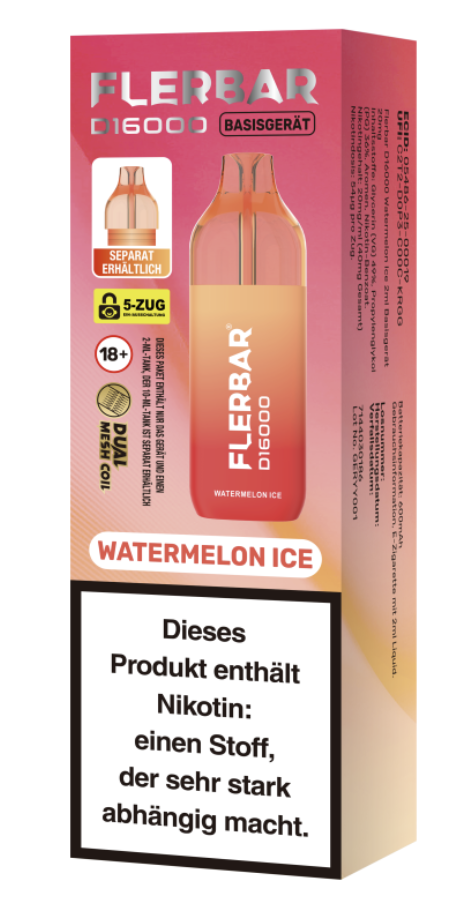 Flerbar D16000 Watermelon Ice - 1er
