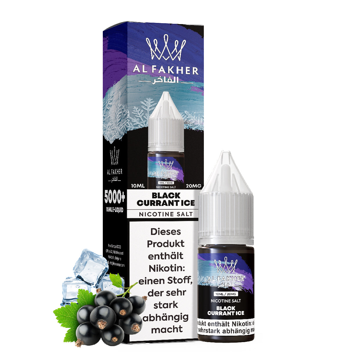 Al Fakher Blackcurrant Ice Nikotinsalz Liquid 10ml – Schwarze Johannisbeere Eis 20mg Shisha Podsystem