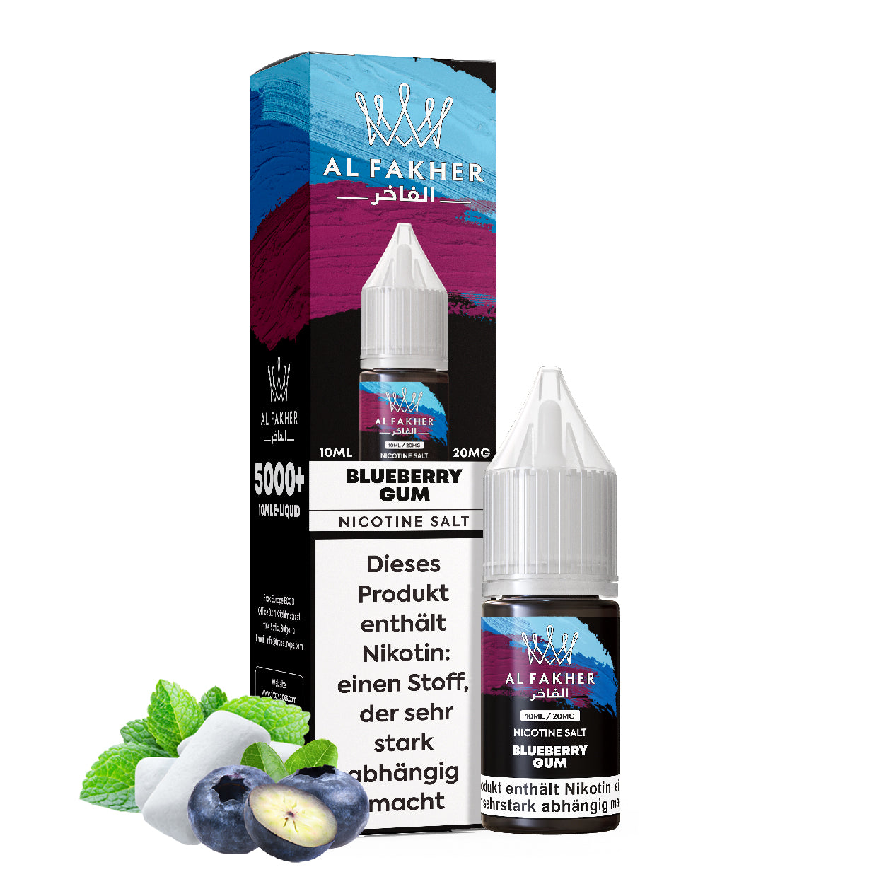 Al Fakher Blueberry Gum 10ml 5er Pack – Shisha Nikotinsalz Liquid Blaubeere Kaugummi Großhandel ArBo