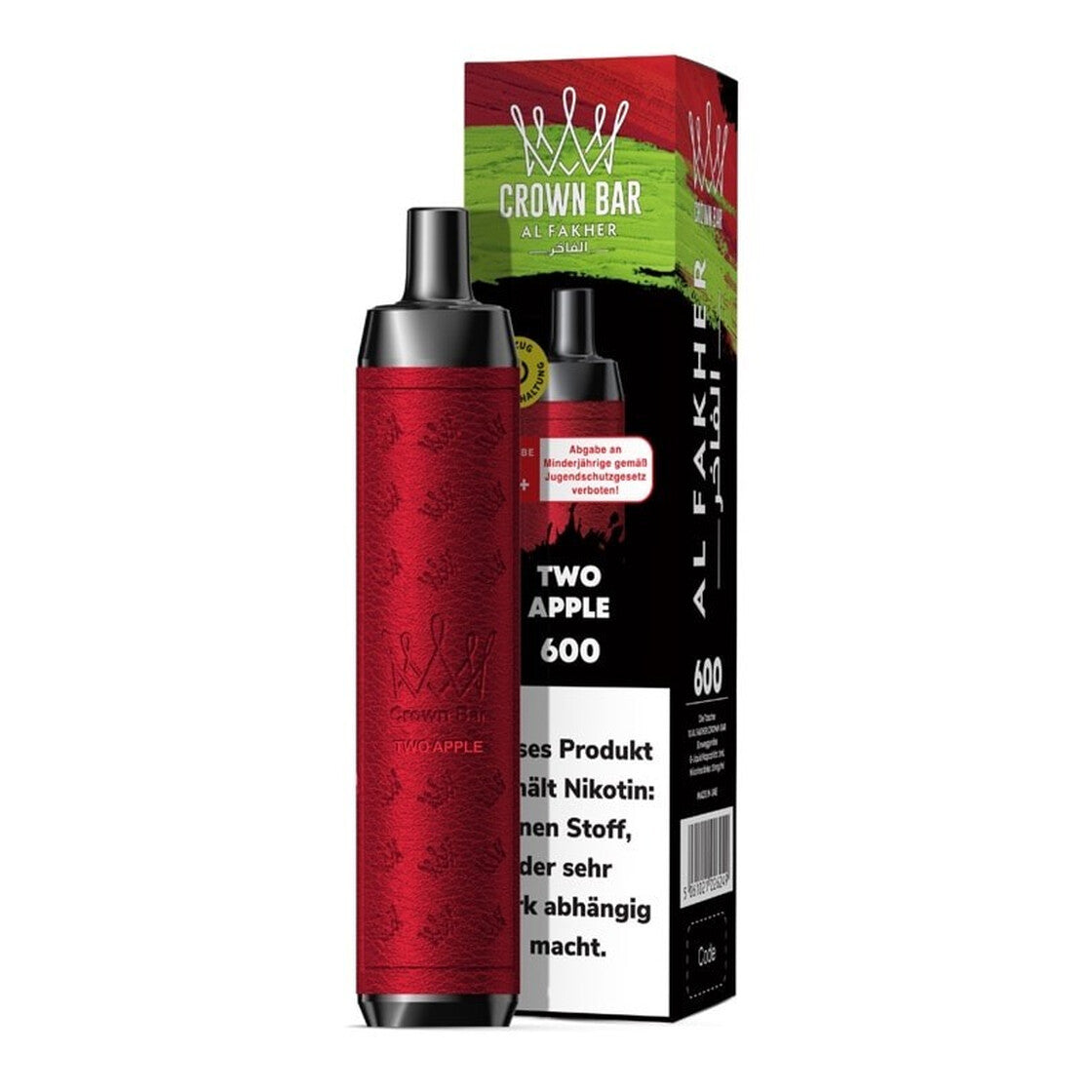 Al Fakher Crown Bar 600 Two Apple 10er Pack – Einweg Vape Großhandel Doppelapfel E-Shisha ArBo