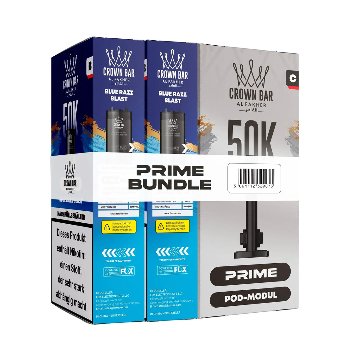 Al Fakher Hypermax Prime 50K Pods Blue Razz Blast: blaue Himbeere, fruchtig-sauer – Bundle-Schachtel mit Pod-Modul, 2× 10 ml