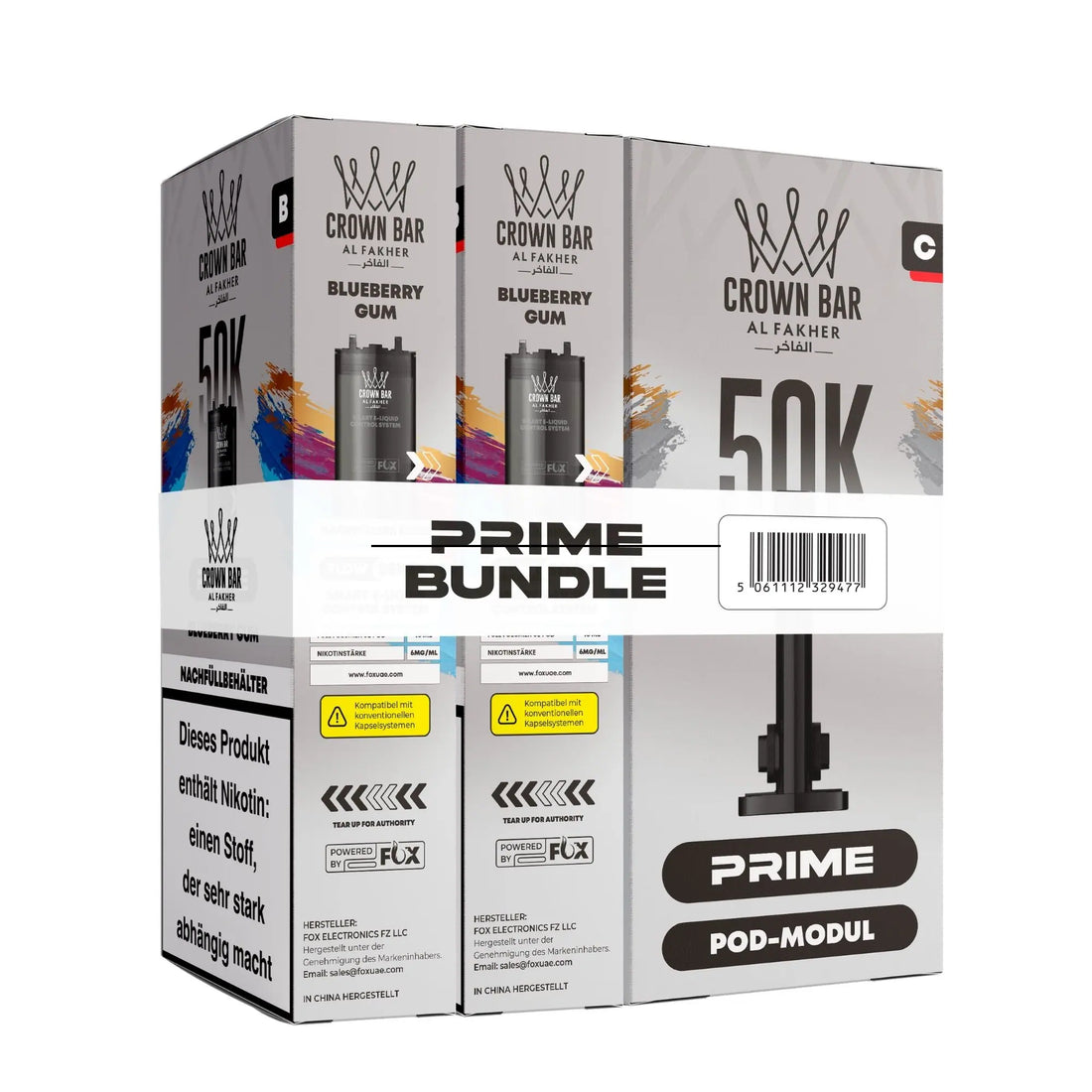 Al Fakher Hypermax Prime 50K Pods Blueberry Gum: Blaubeere mit süßem Kaugummi – Bundle-Schachtel mit Pod-Modul, 2× 10 ml