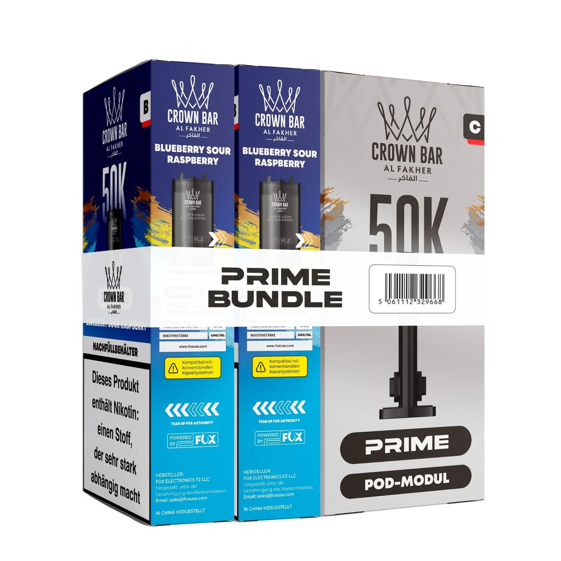 Al Fakher 50K Hypermax Prime Pod Bundle Blueberry Sour Raspberry – Blaubeere mit saurer Himbeere, zwei vorgefüllte Pods à 10 ml plus Pod-Modul