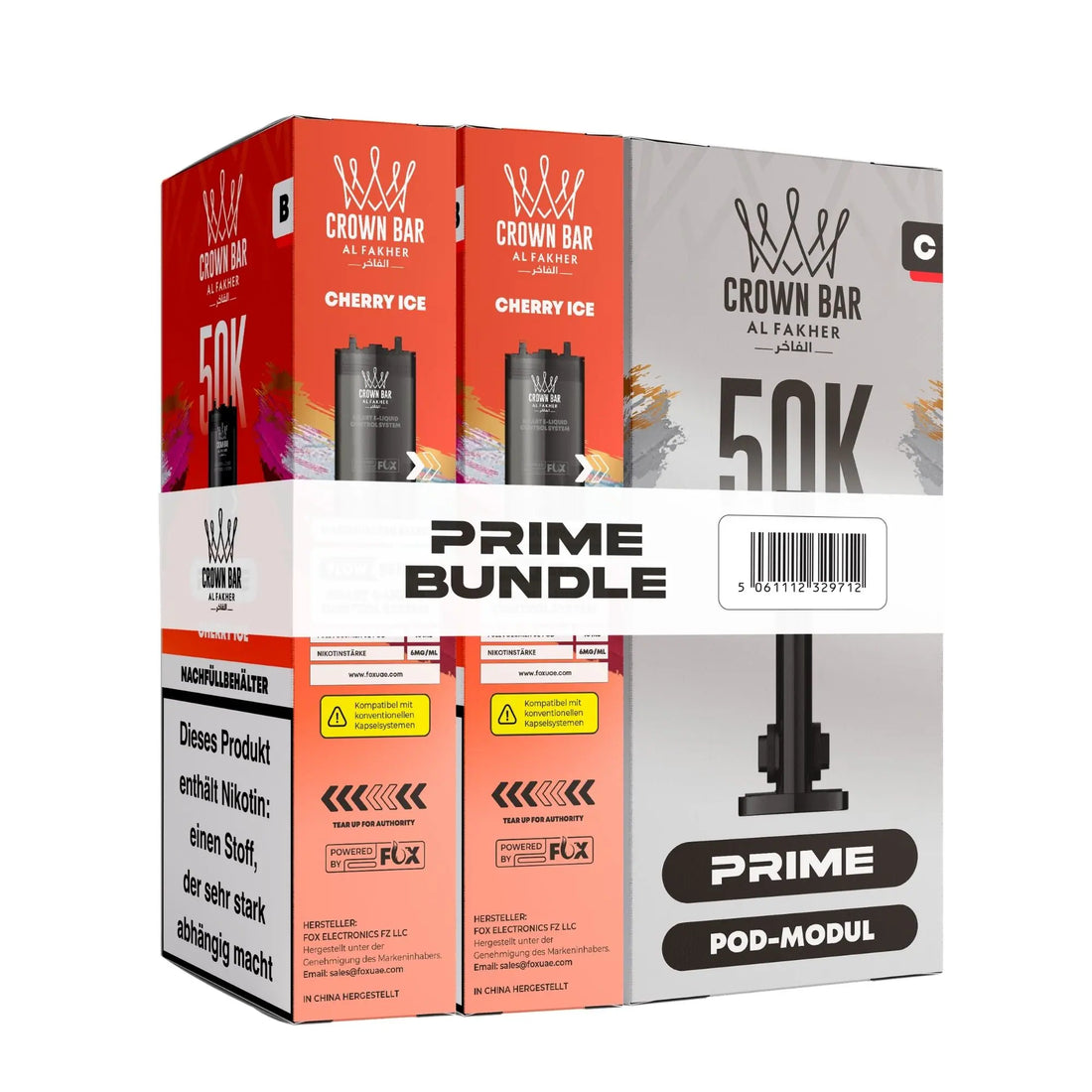 Al Fakher Hypermax Prime 50K Pods Cherry Ice: saftige Kirsche eisgekühlt – Bundle-Schachtel mit Pod-Modul, 2× 10 ml