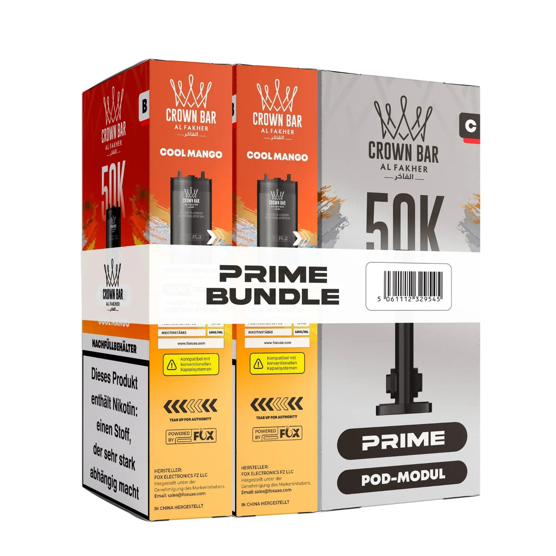 Al Fakher 50K Hypermax Prime Pod Bundle Cool Mango – süße Mango mit Frische, zwei vorgefüllte Pods à 10 ml plus Pod-Modul