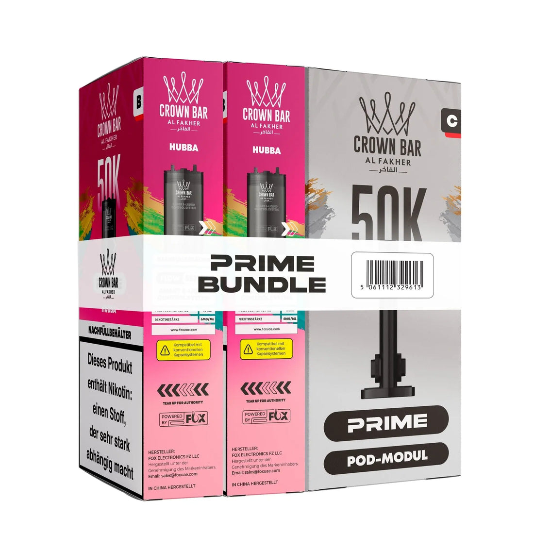 Bundle-Verpackung Al Fakher Crown Bar 50K Hypermax Prime, Sorte Hubba – süßer Kaugummi-Geschmack, 6 mg/ml, Big-Puff-Pods für den Hypermax Prime