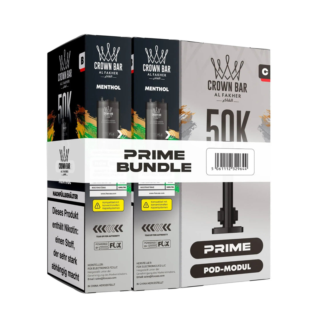 Al Fakher Hypermax Prime 50K Pods Menthol: klarer Menthol-Frischekick – Bundle-Schachtel mit Pod-Modul, 2× 10 ml