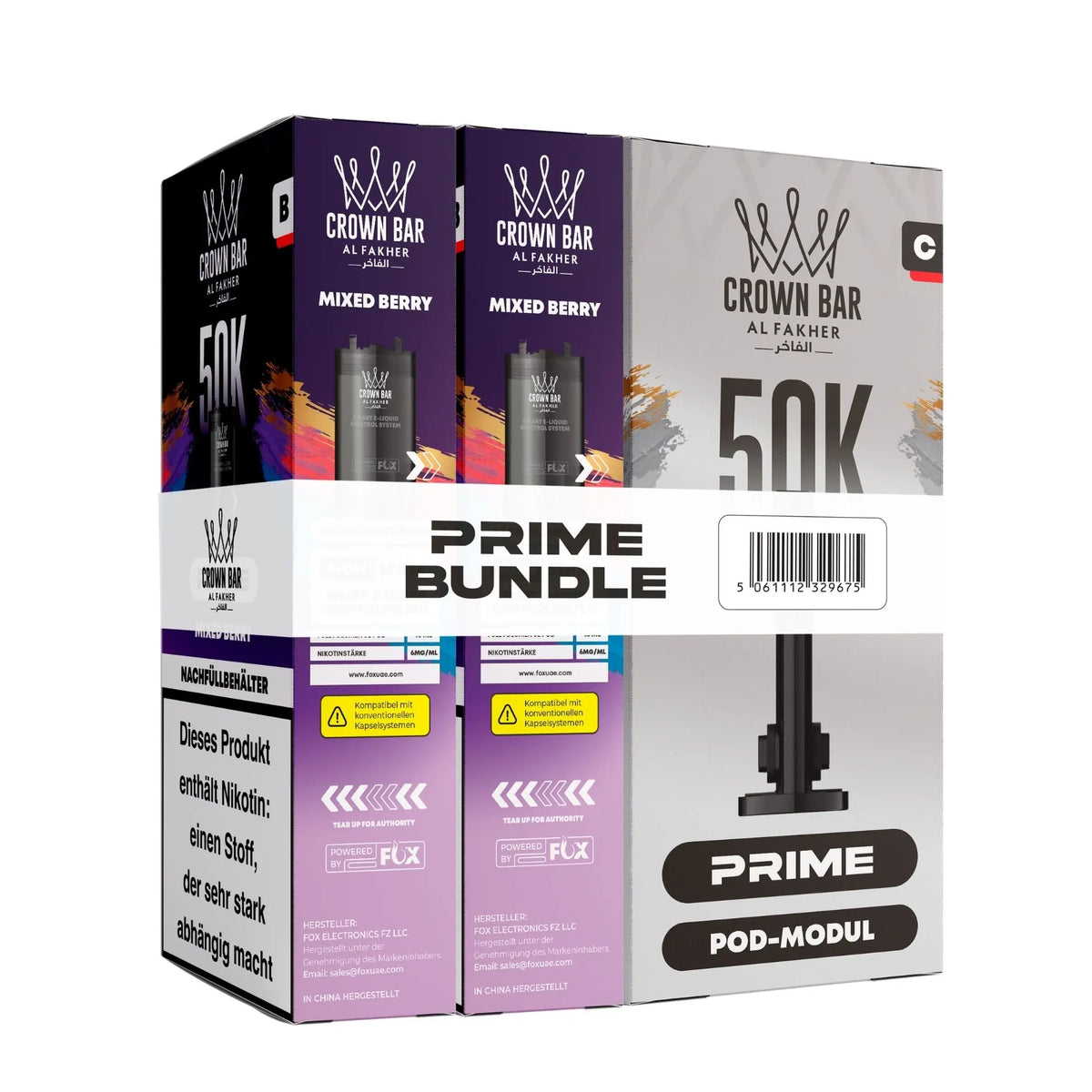 Mixed Berry Pod Bundle für das Al Fakher Hypermax Prime 50K System – bunter Beerenmix, Karton mit 20 ml und 6 mg/ml Nikotin