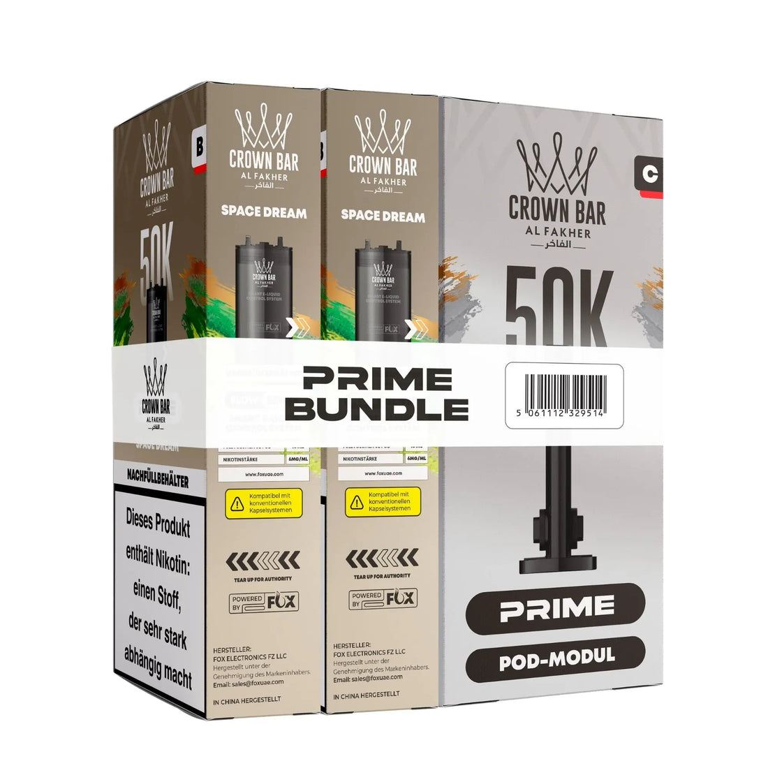 Al Fakher Hypermax Prime 50K Pods Space Dream: fruchtig-frischer Mix – Bundle-Schachtel mit Pod-Modul, 2× 10 ml