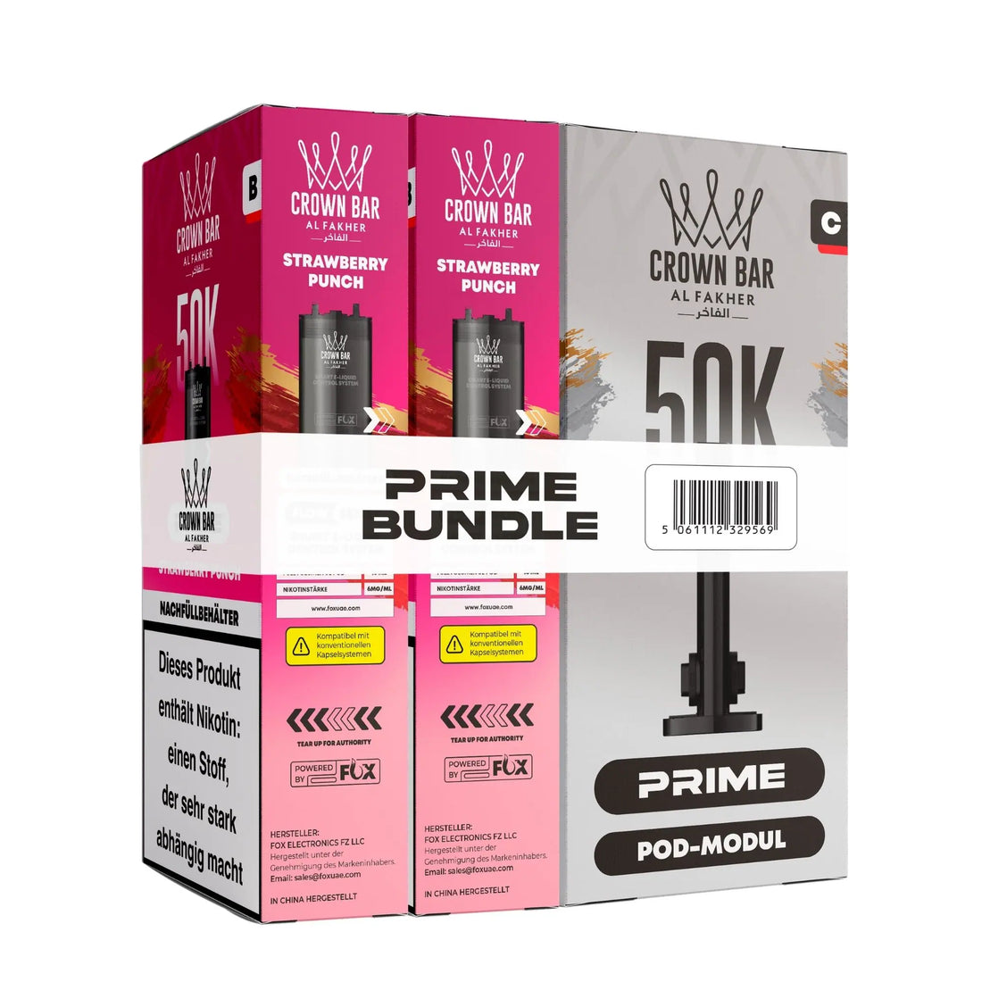 Strawberry Punch Pod Bundle für das Al Fakher Hypermax Prime 50K System – fruchtiger Erdbeer-Punch, Karton mit 20 ml und 6 mg/ml Nikotin