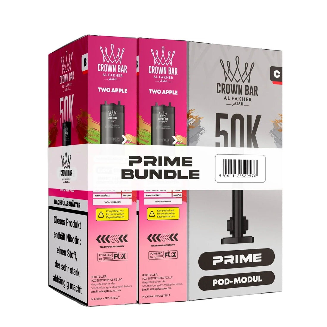 Al Fakher Hypermax Prime 50K Pods Two Apple: Doppel-Apfel, Shisha-Klassiker – Bundle-Schachtel mit Pod-Modul, 2× 10 ml
