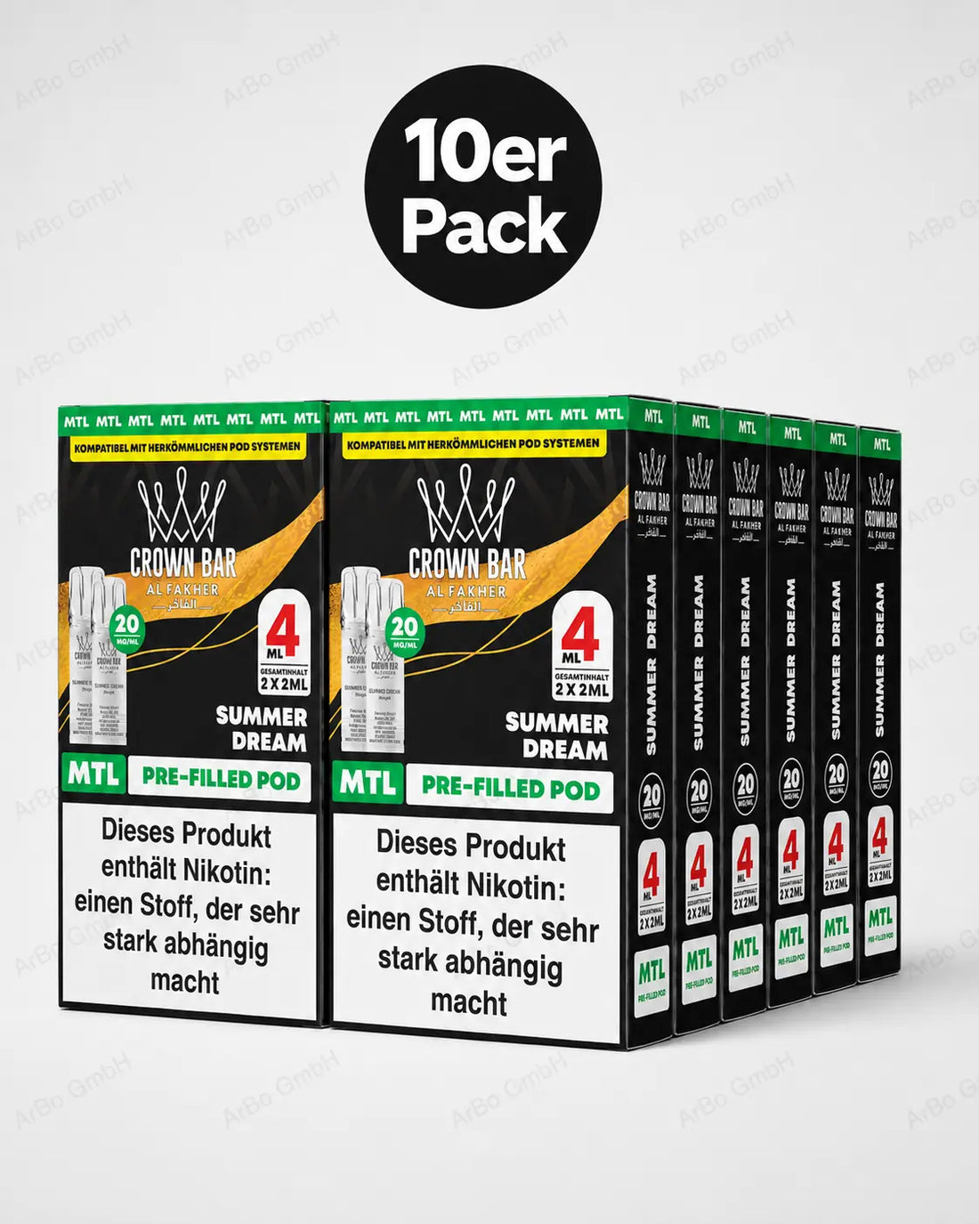 Al Fakher Crown Bar Summer Dream Pods 2er – sommerlicher Fruchtmix für sonnige Tage, MTL-Pod (2er) für ELFA Pod-Systeme, jetzt kaufen.