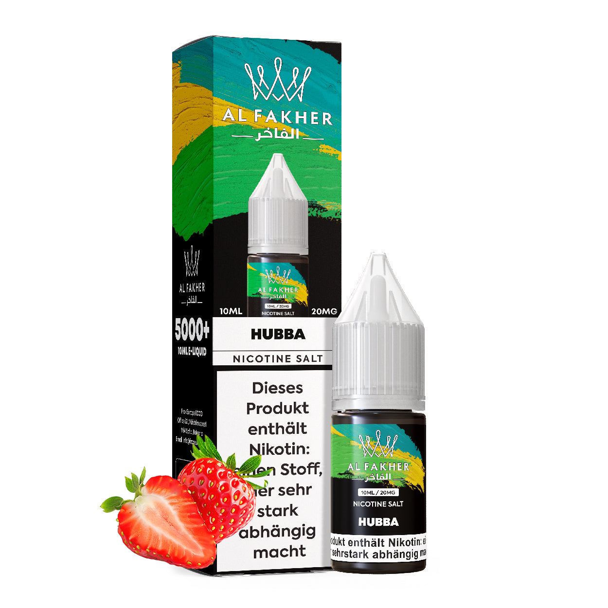 Al Fakher Hubba Nikotinsalz Liquid 10ml – Erdbeere Kaugummi 20mg Shisha Podsystem MTL