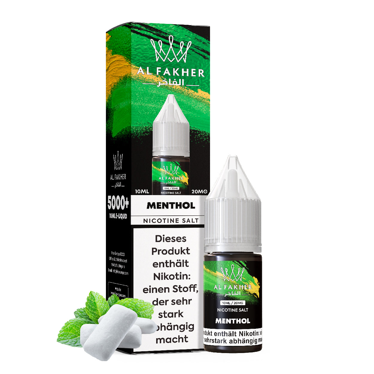 Al Fakher Menthol Nikotinsalz Liquid 10ml – pures eiskaltes Menthol 20mg Shisha Podsystem MTL