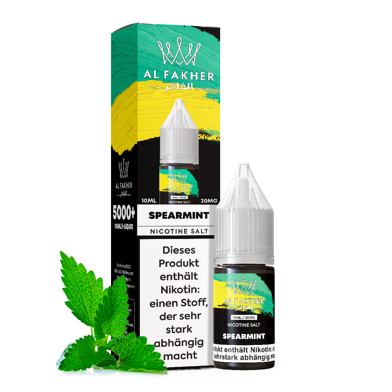 Al Fakher Spearmint Nikotinsalz Liquid 10ml – grüne Minze 20mg Shisha Podsystem MTL