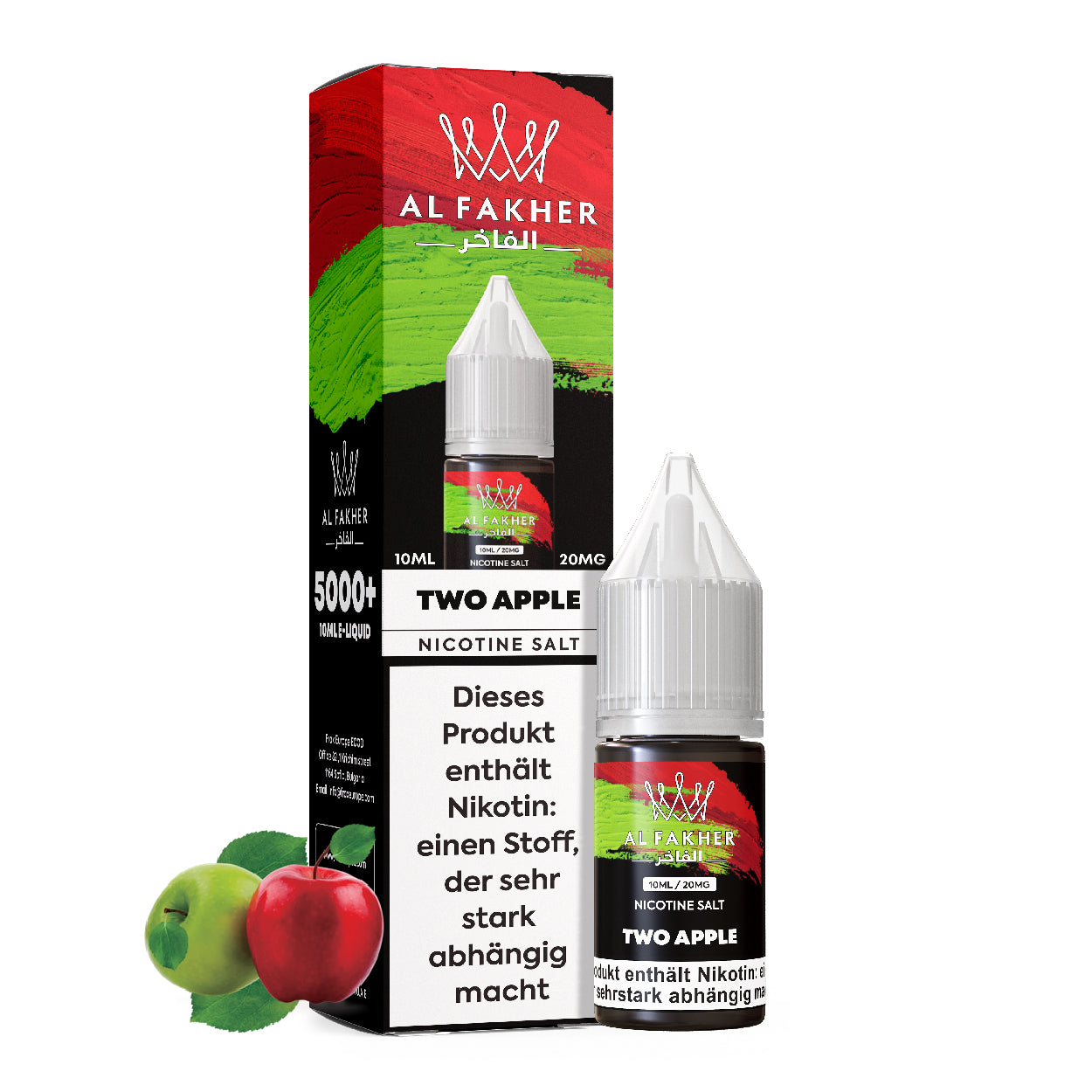 Al Fakher Two Apple 10ml 5er Pack – Doppelapfel Nikotinsalz Liquid Shisha Großhandel ArBo Wholesale