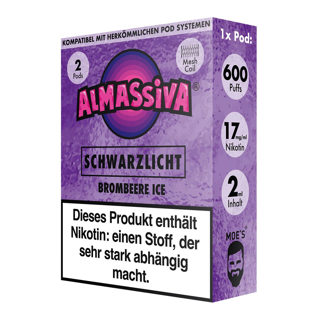 Al Massiva Prefilled Pod Schwarzlicht – 2ml, 17mg Nikotinsalz, Mesh Coil
