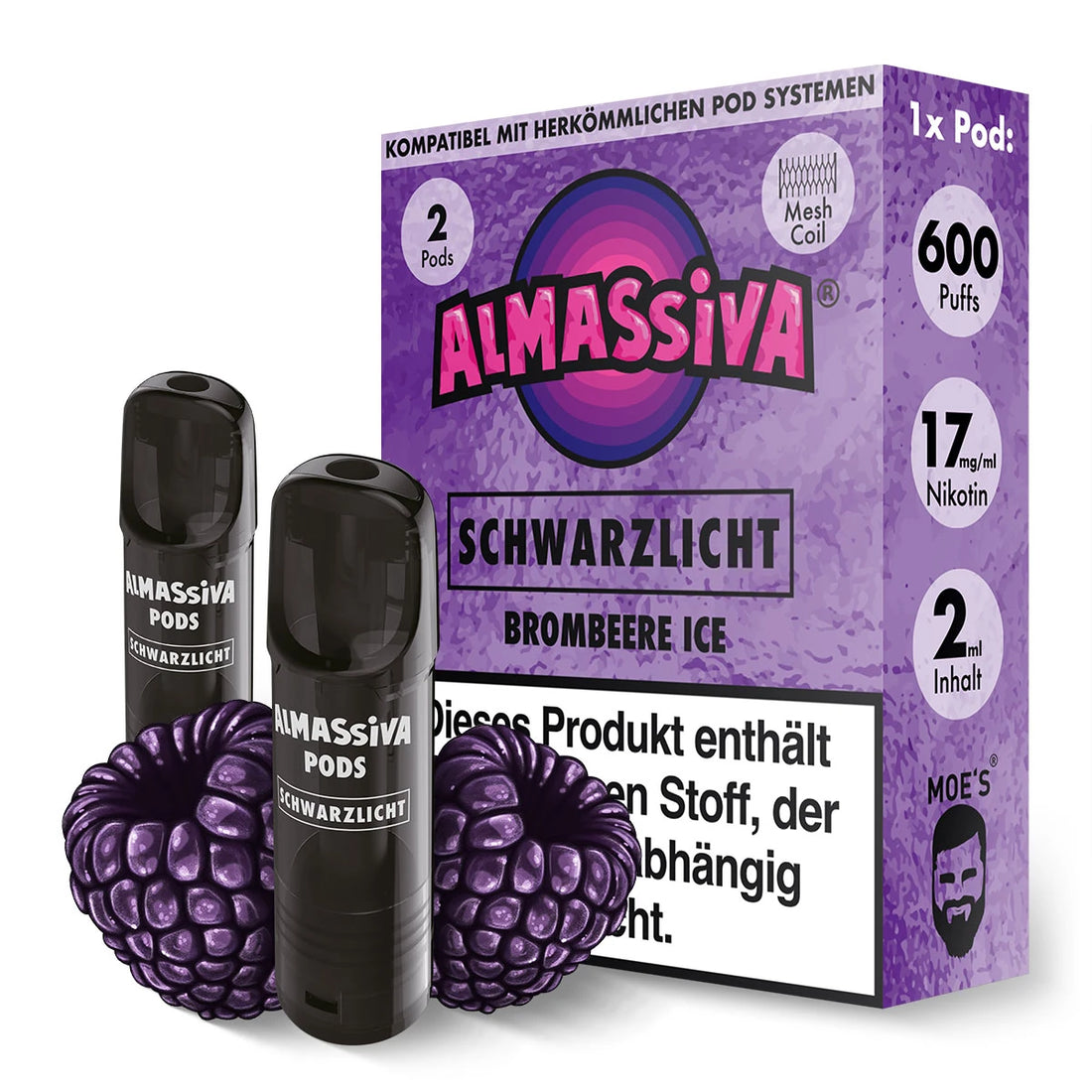 Al Massiva Prefilled Pod Schwarzlicht – 2ml, 17mg Nikotinsalz, Mesh Coil