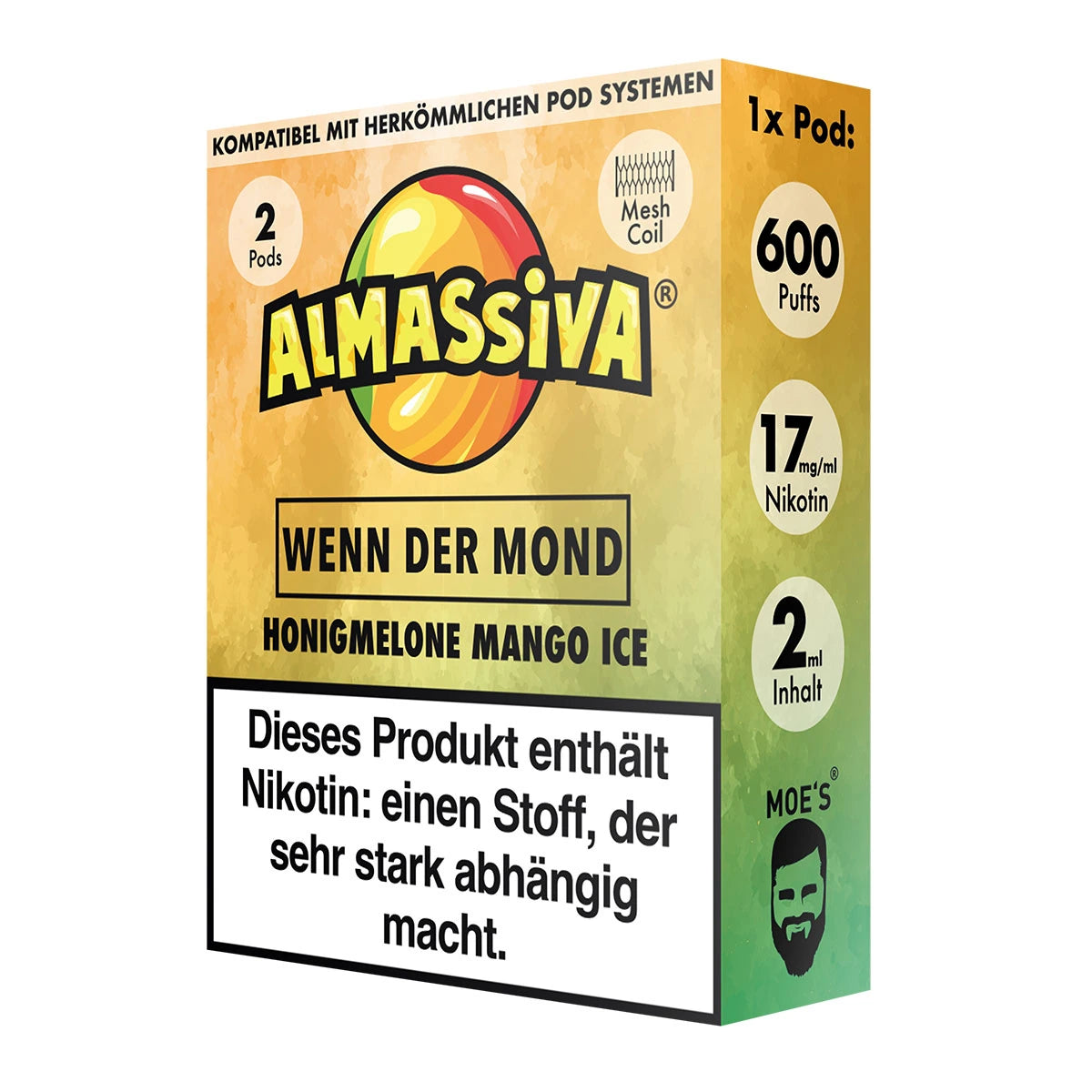 Al Massiva Prefilled Pod Wenn der Mond – 2ml, 17mg Nikotinsalz, Mesh Coil