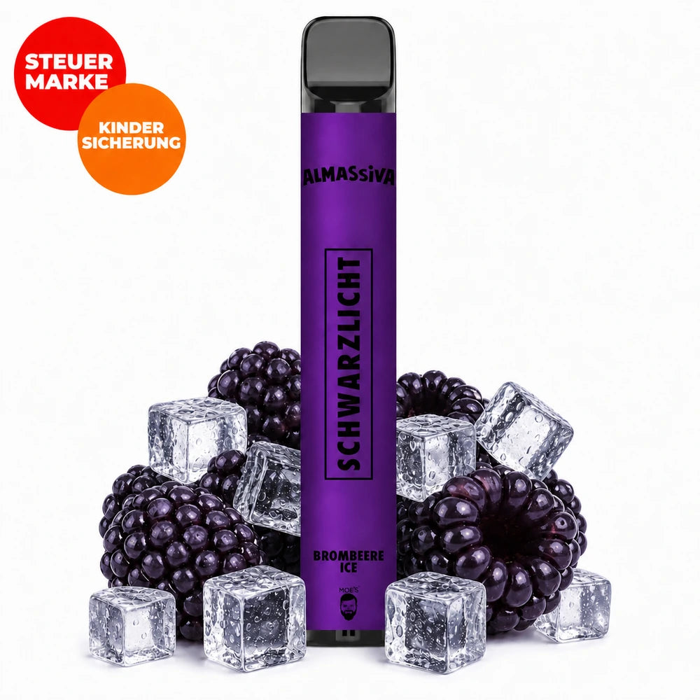 Al Massiva Schwarzlicht Einweg Vape 600 Züge – Brombeere Ice mit dunkler Brombeere & kühlem Ice-Kick