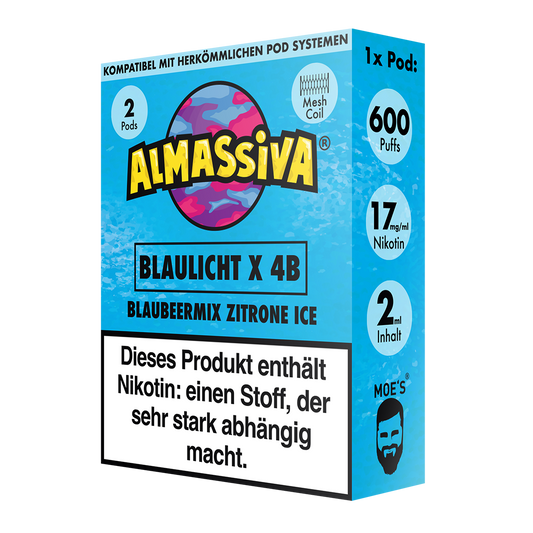 AL MASSIVA Pods Blaulicht X 4B - Blaubeermix Zitrone Ice 2er - 10er Pack