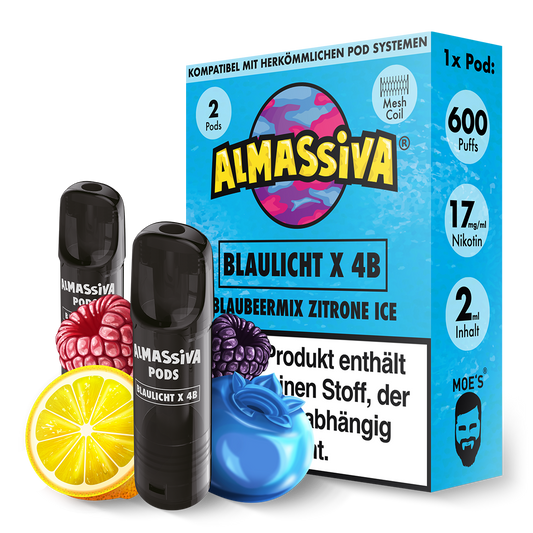AL MASSIVA Pods Blaulicht X 4B - Blaubeermix Zitrone Ice - 2er