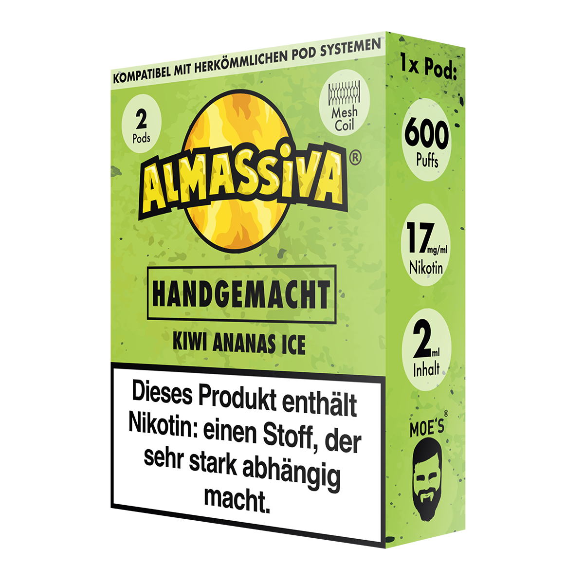 AL MASSIVA Pods Handgemacht - Kiwi Ananas Ice 2er - 10er Pack