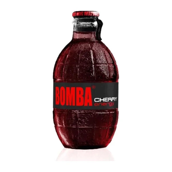 Bomba Energy Drink Cherry in der 250-ml-Granatenflasche aus Glas