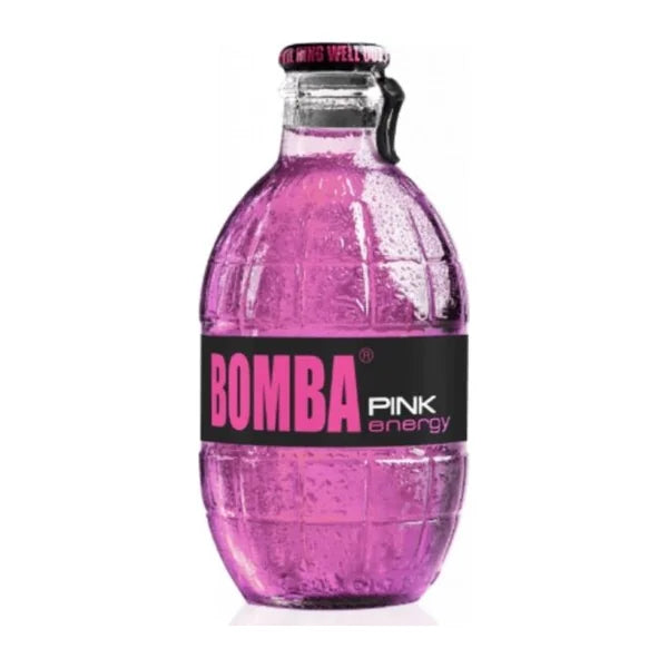 Bomba Energy Drink Pink Grapefruit in der 250-ml-Granatenflasche aus Glas