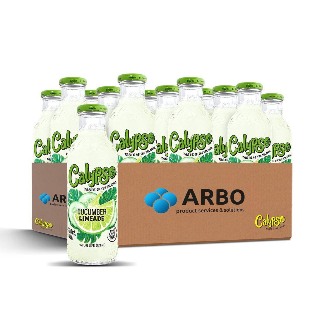 Calypso Cucumber Limeade – Karton 12x473ml Gurke Limette Glasflasche USA Großhandel