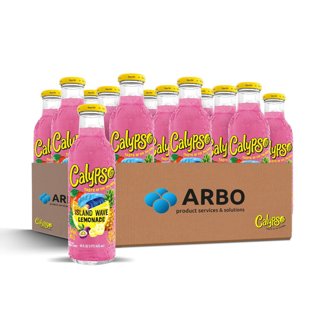Calypso Island Wave Lemonade – Karton 12x473ml tropische Limonade Glasflasche USA Großhandel