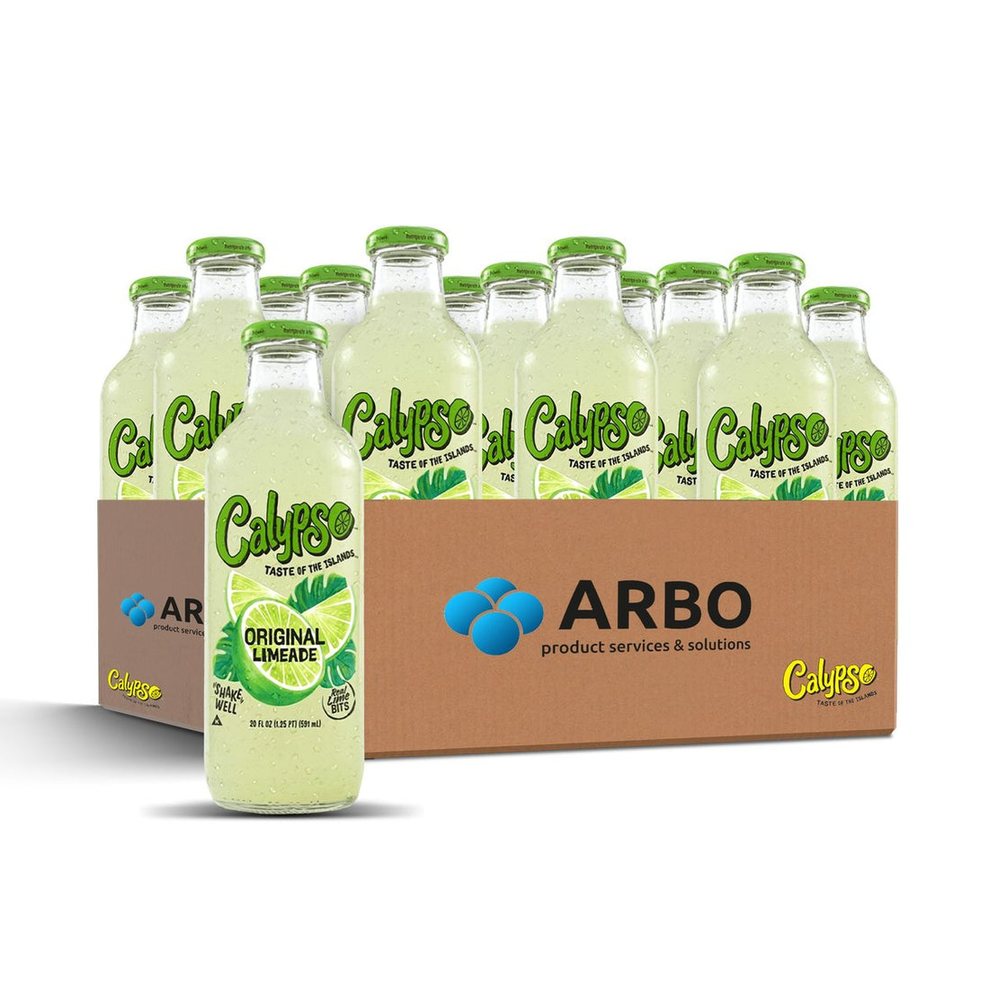 Calypso Original Limeade – Karton 12x473ml Limetten Limonade Glasflasche USA Großhandel
