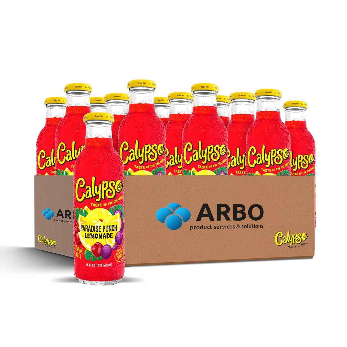 Calypso Paradise Punch Lemonade – Karton 12x473ml Beeren Punch Glasflasche USA Großhandel