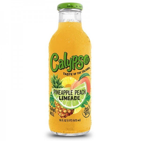 Calypso Pineapple Peach Limeade – Karton 12x473ml Ananas Pfirsich Glasflasche USA Großhandel