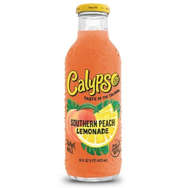 Calypso Southern Peach Lemonade – Karton 12x473ml Pfirsich Limonade Glasflasche USA Großhandel